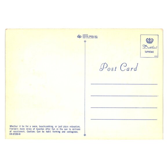 Vintage Balmy Breezes Florida Postcard Dexter Press Beach Scene Waves Vacation - Picture 2 of 2